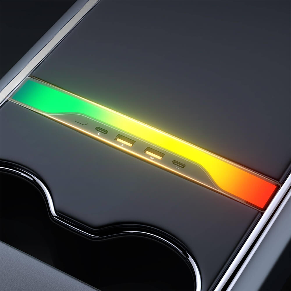 Center Console USB Hub with Ambient Lighting for Model 3 Highland/ Model Y Juniper | TESERY