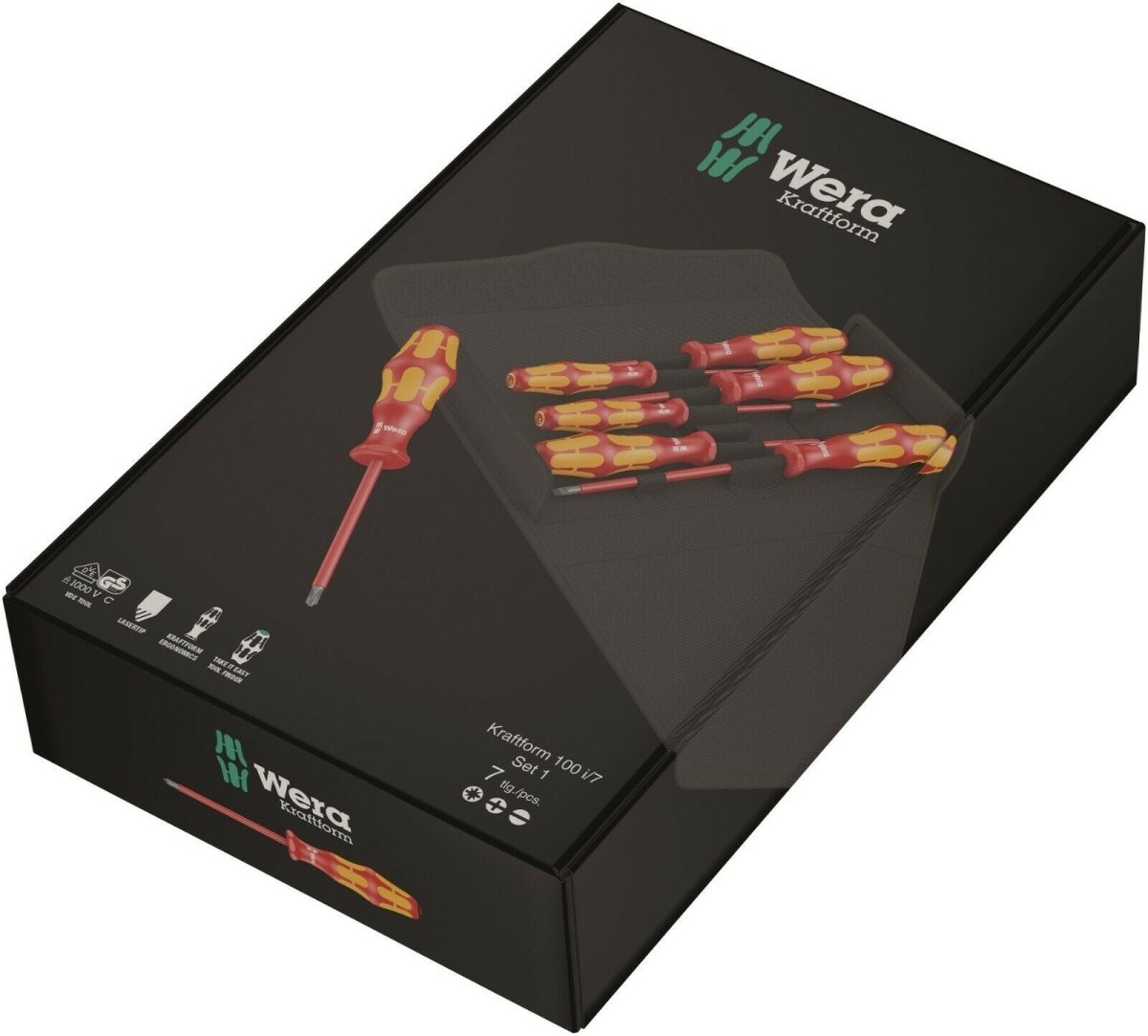 Wera 100 i/7 VDE Set 1 Kraftform Insulated Screwdriver Set 7 Piece 05136019001