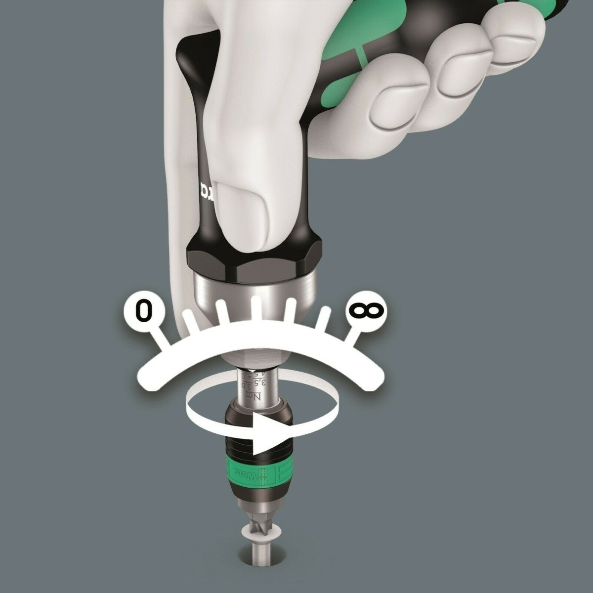 Wera 7443 Adjustable Pistol Grip Torque Screwdriver 4 - 8.8 Nm 1/4