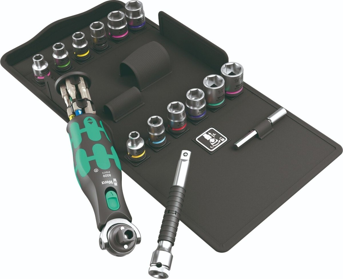Wera 8009 Zyklop Pocket Set 4 Socket Wrench Set 3/8