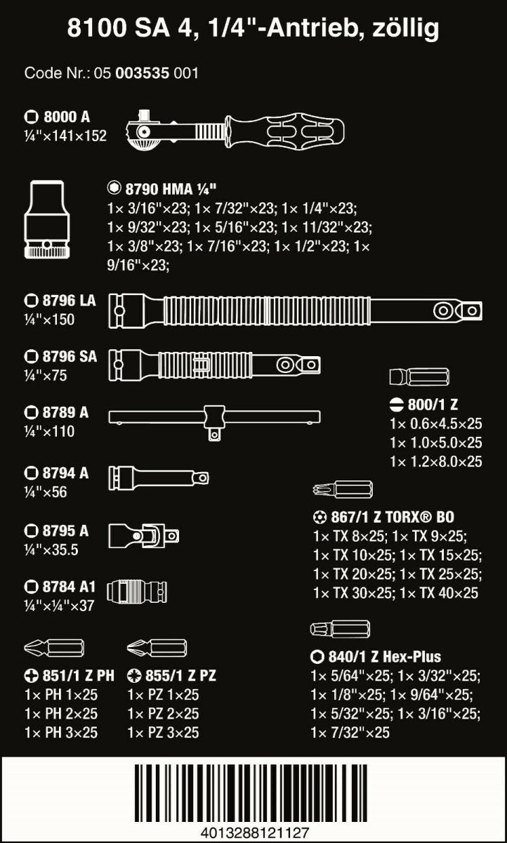 Wera 8100 SA 4 Zyklop Socket Wrench Set 1/4