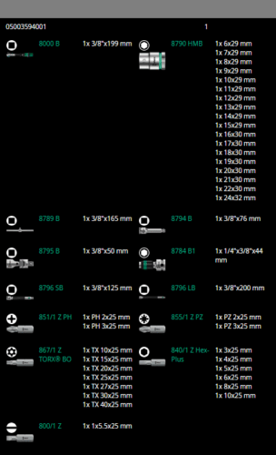 Wera 8100 SB 2 Zyklop Socket Wrench Set 3/8