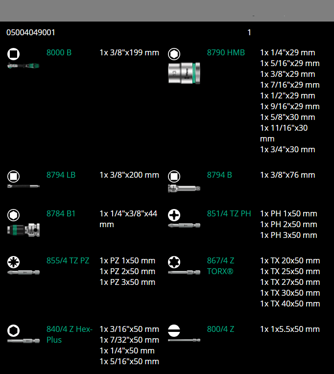 Wera 8100 SB 9 Zyklop Speed Ratchet Set 3/8
