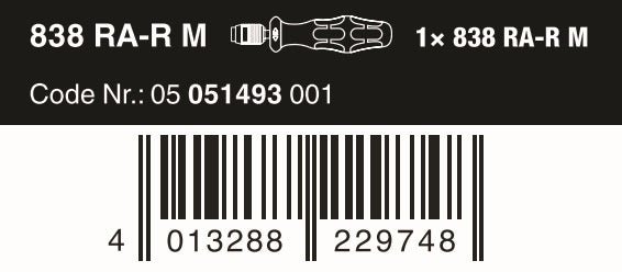 Wera 838 RA-R M Bitholding Ratcheting Screwdriver 1/4