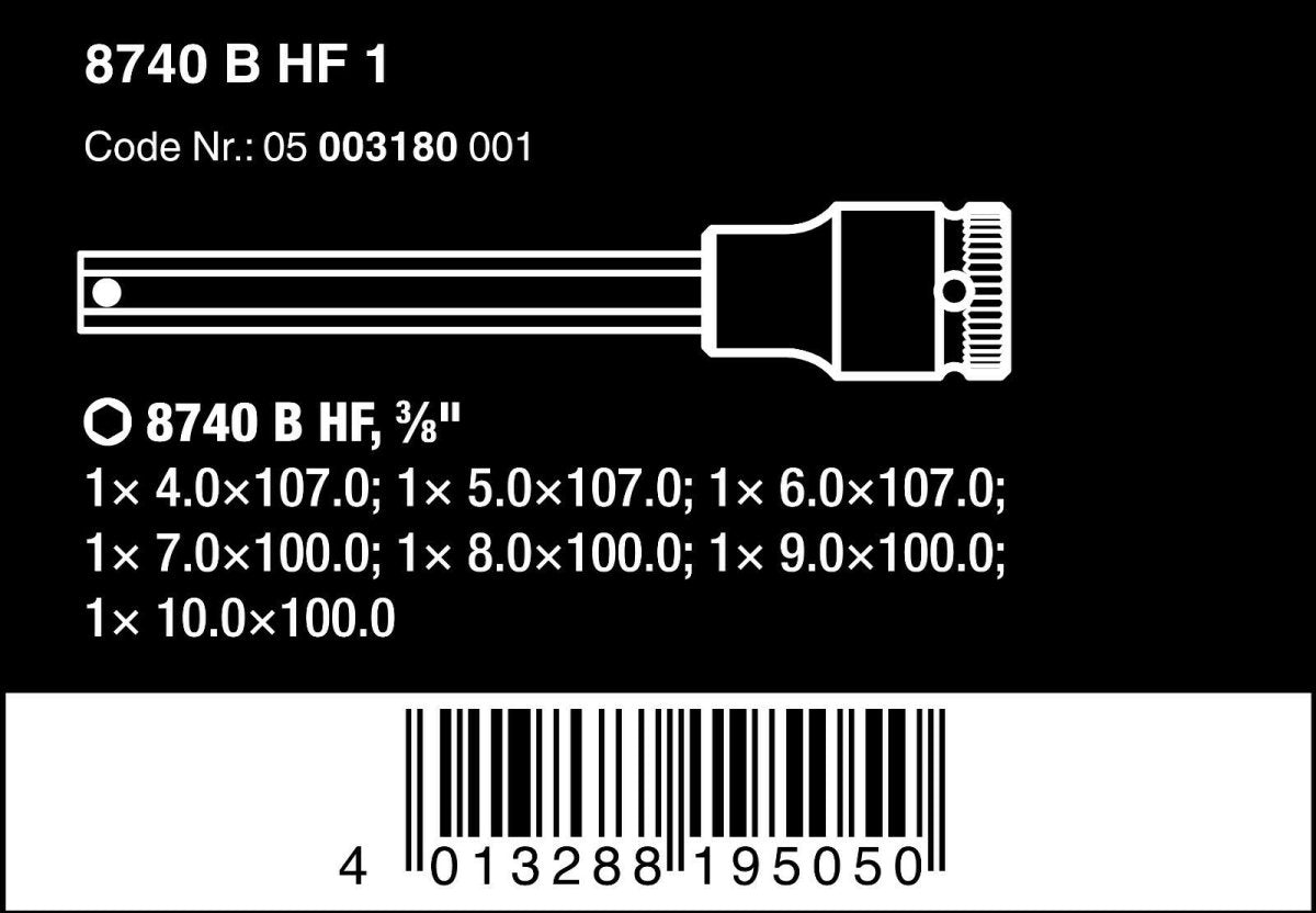 Wera 8740 B HexPlus HF 1 Zyklop Socket Set 3/8