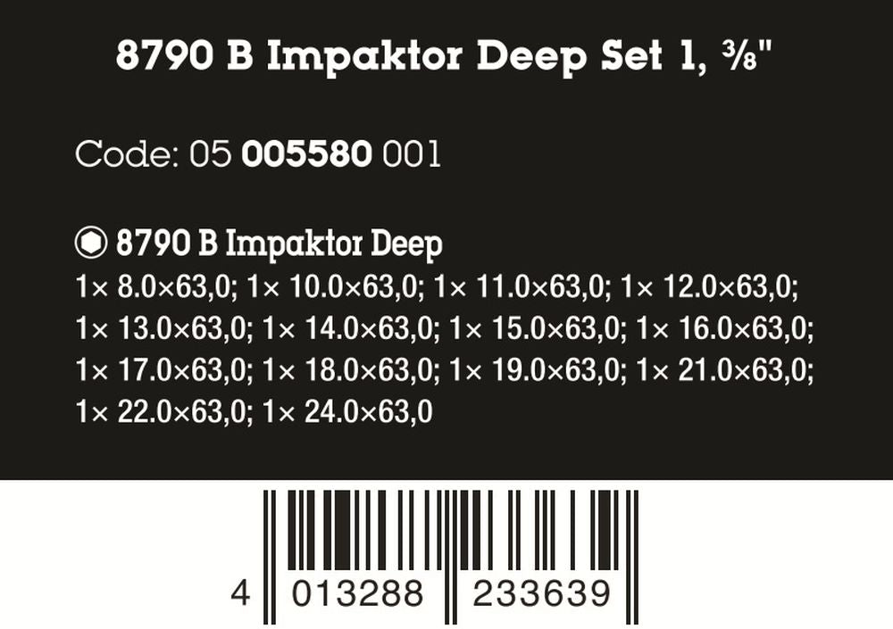 Wera 8790 B Impaktor Deep Set 1 Socket Set 3/8