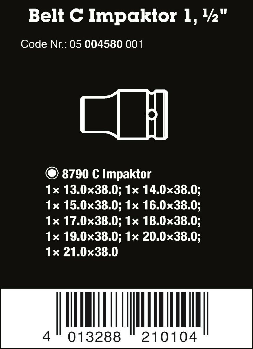 Wera 8790 Belt C Impaktor 1 Socket Set 1/2