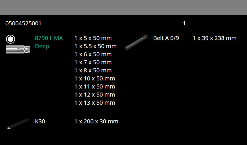 Wera 8790 HMA Belt A Deep 1 Socket Set 1/4