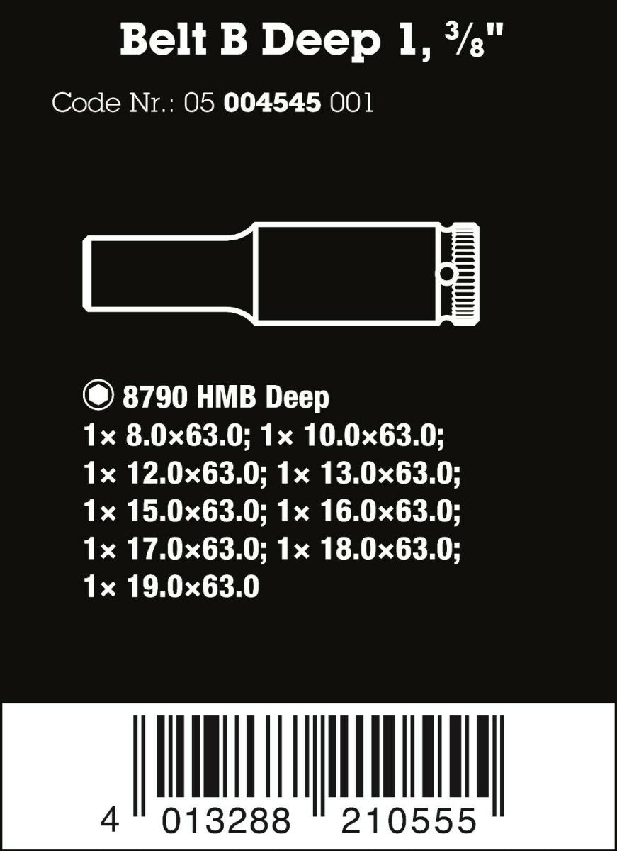 Wera 8790 HMB Belt B Deep 1 Socket Set 3/8
