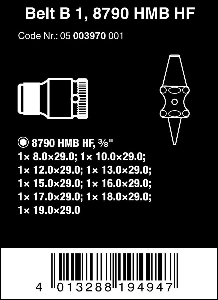 Wera 8790 HMB HF Belt B 1 Socket Set 3/8