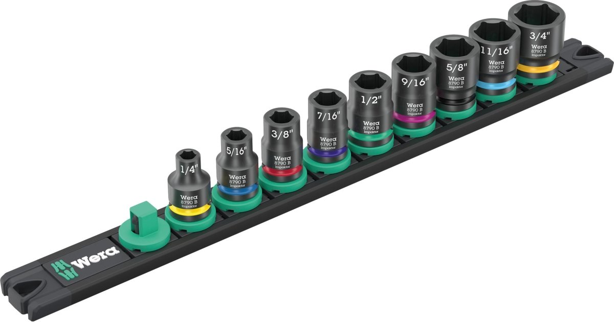 Wera 9608 Magnetic rail B Impaktor 1 Socket Set 3/8