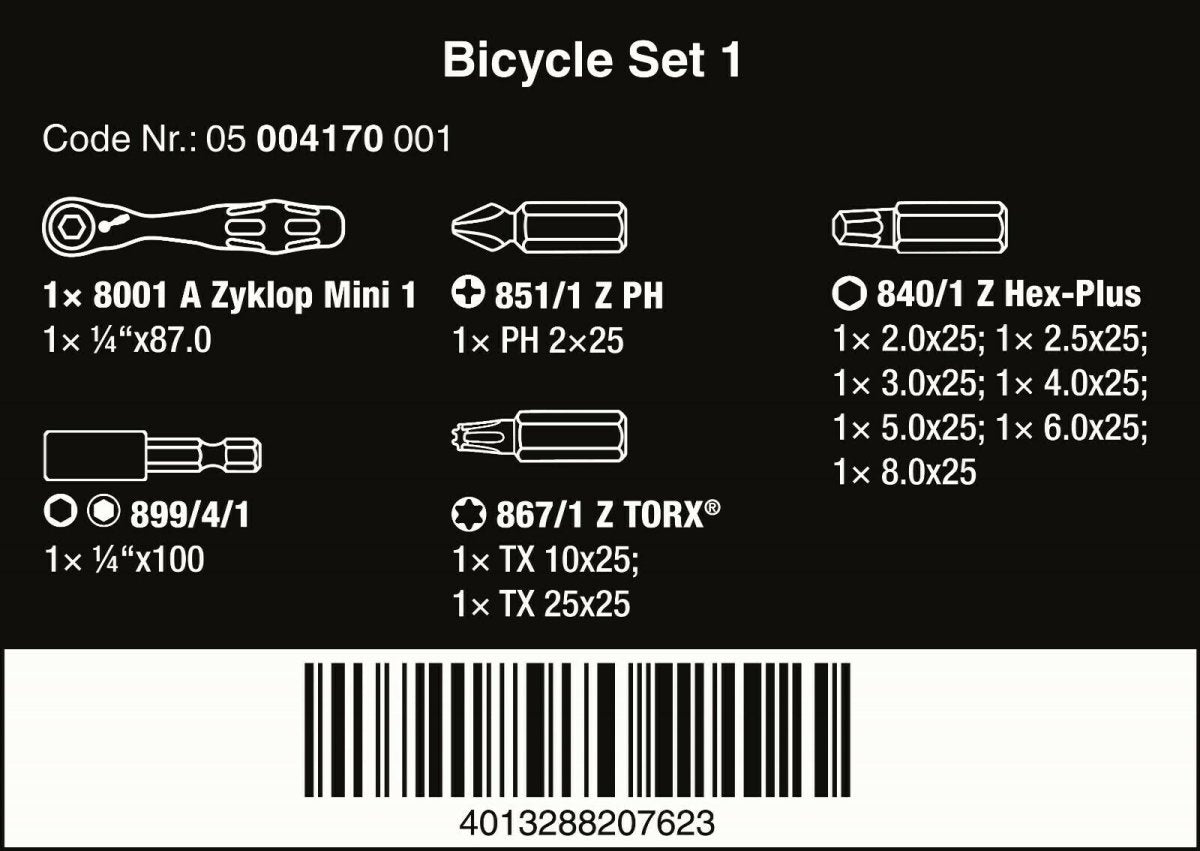 Wera Bicycle Set 1 Zyklop Mini Ratchet Set 1/4