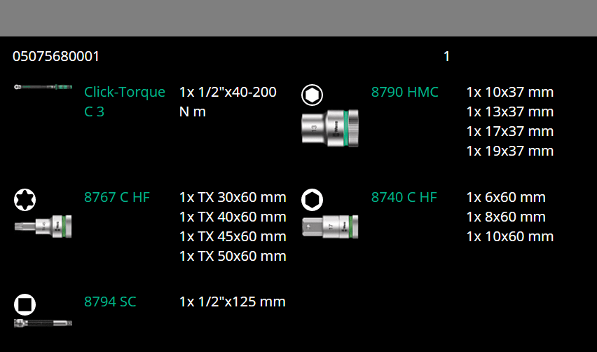 Wera C3 Click-Torque Wrench Set 40 - 200 Nm 1/2