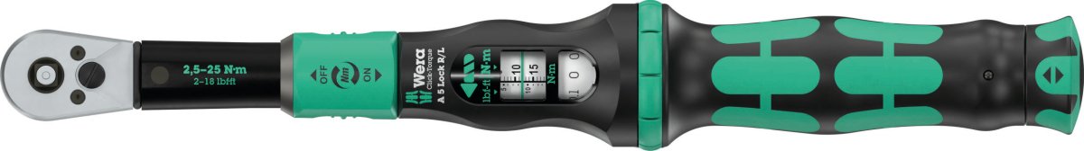 Wera Click-Torque Lock A 5 R/L Torque Wrench 2.5 -25 Nm 1/4