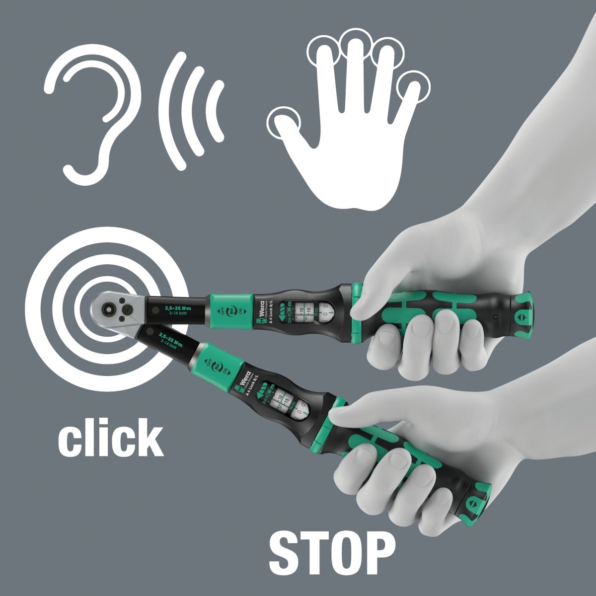 Wera Click-Torque Lock A 6 R/L Torque Wrench 2.5 -25 Nm 1/4