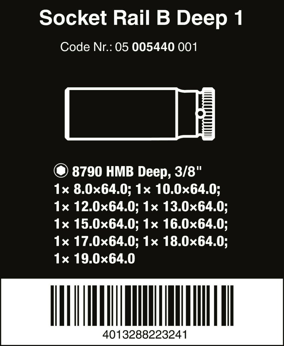 Wera Zyklop Magnetic Socket Rail B Deep 1 Set 3/8