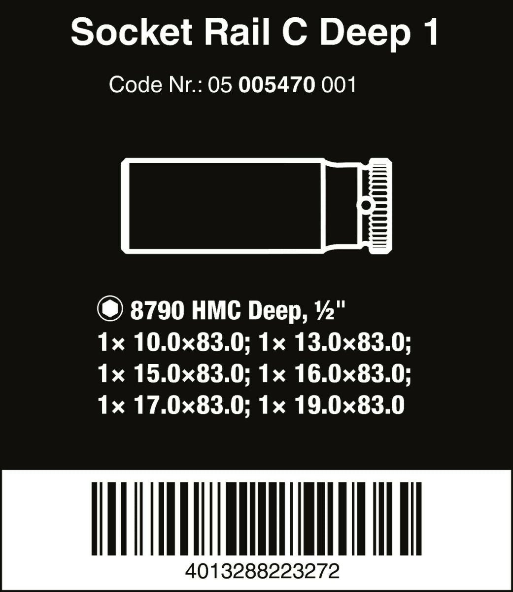 Wera Zyklop Magnetic Socket Rail C Deep 1 Set 1/2
