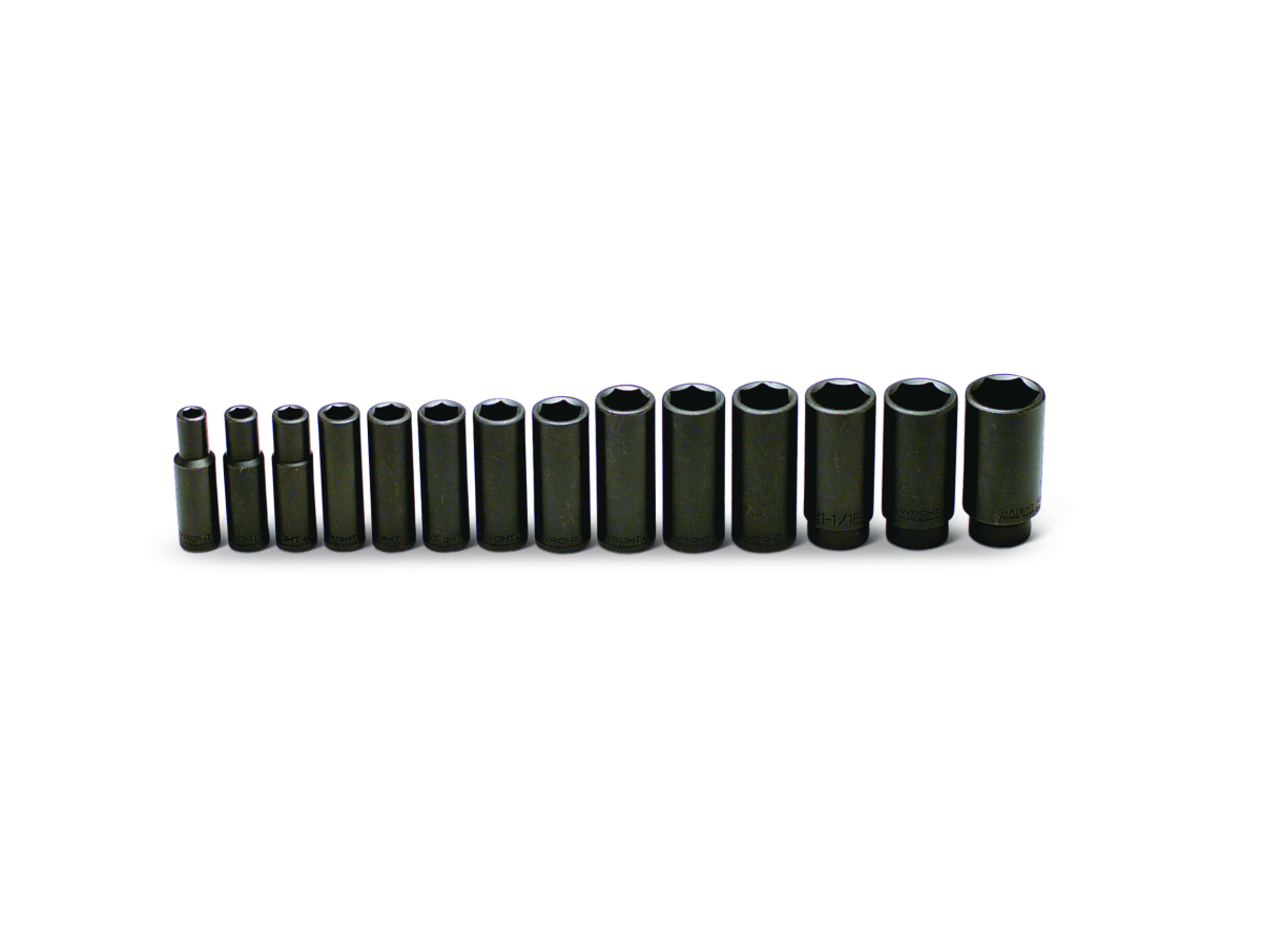 Wright Tool 6 Point Deep Impact Socket Set 14 Piece 1/2