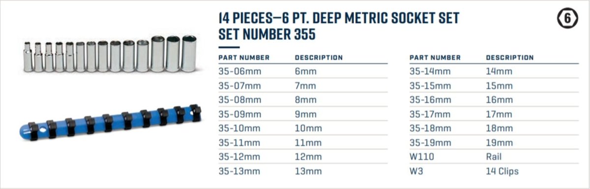 Wright Tool 6 Point Deep Socket Set 14 Piece 3/8