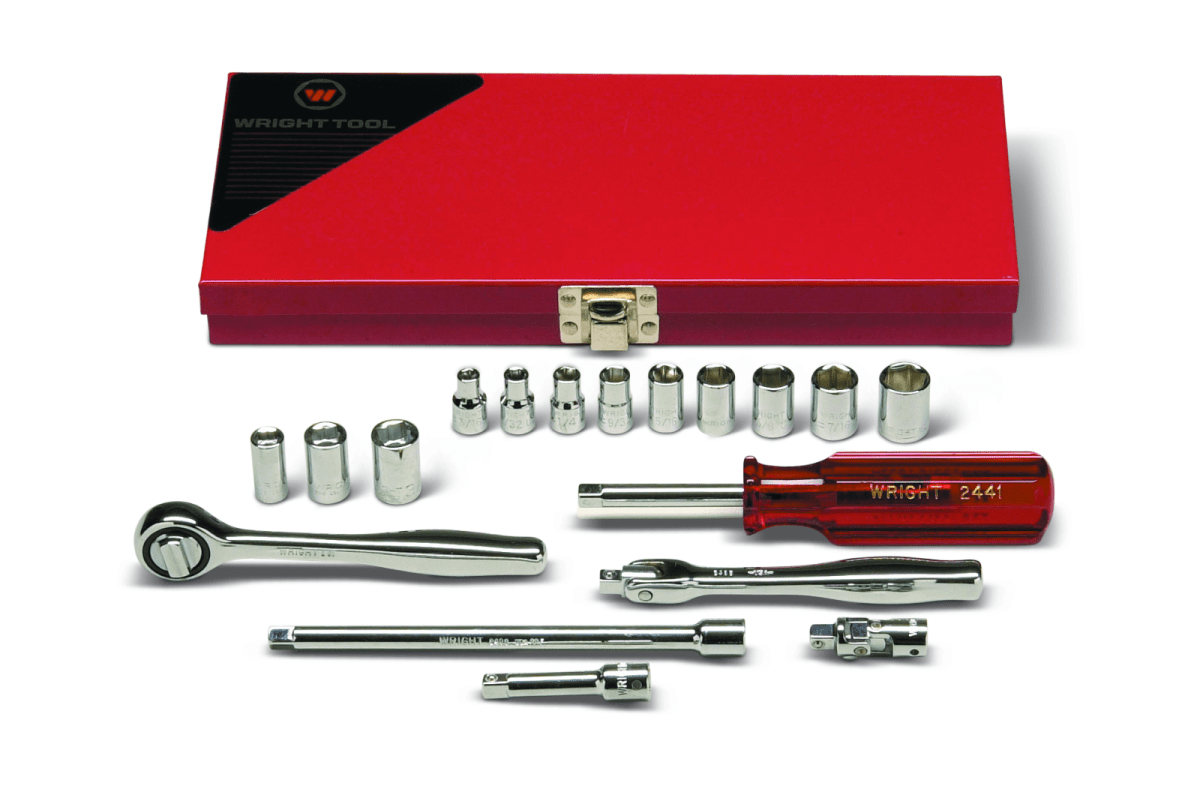 Wright Tool Metal Box Socket Set 18 Piece 1/4
